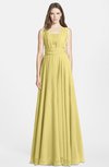 ColsBM Nala Misted Yellow Simple Wide Square Sleeveless Zip up Chiffon Floor Length Bridesmaid Dresses