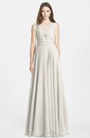 ColsBM Nala Off White Simple Wide Square Sleeveless Zip up Chiffon Floor Length Bridesmaid Dresses