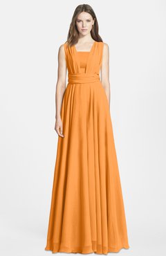 orange long bridesmaid dresses