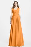 ColsBM Nala Orange Simple Wide Square Sleeveless Zip up Chiffon Floor Length Bridesmaid Dresses