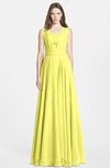ColsBM Nala Pale Yellow Simple Wide Square Sleeveless Zip up Chiffon Floor Length Bridesmaid Dresses