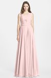 ColsBM Nala Pastel Pink Simple Wide Square Sleeveless Zip up Chiffon Floor Length Bridesmaid Dresses