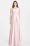 ColsBM Nala Petal Pink Simple Wide Square Sleeveless Zip up Chiffon Floor Length Bridesmaid Dresses