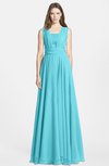 ColsBM Nala Turquoise Simple Wide Square Sleeveless Zip up Chiffon Floor Length Bridesmaid Dresses