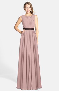 ColsBM Madalyn Blush Pink Glamorous Sleeveless Zip up Chiffon Floor Length Ruching Bridesmaid Dresses