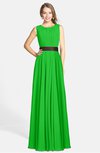 ColsBM Madalyn Classic Green Glamorous Sleeveless Zip up Chiffon Floor Length Ruching Bridesmaid Dresses