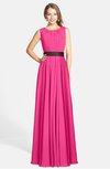 ColsBM Madalyn Fandango Pink Glamorous Sleeveless Zip up Chiffon Floor Length Ruching Bridesmaid Dresses