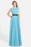 ColsBM Madalyn Light Blue Glamorous Sleeveless Zip up Chiffon Floor Length Ruching Bridesmaid Dresses