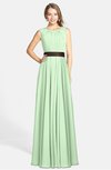 ColsBM Madalyn Light Green Glamorous Sleeveless Zip up Chiffon Floor Length Ruching Bridesmaid Dresses