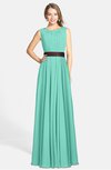 ColsBM Madalyn Mint Green Glamorous Sleeveless Zip up Chiffon Floor Length Ruching Bridesmaid Dresses