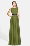 ColsBM Madalyn Olive Green Glamorous Sleeveless Zip up Chiffon Floor Length Ruching Bridesmaid Dresses