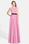ColsBM Madalyn Pink Glamorous Sleeveless Zip up Chiffon Floor Length Ruching Bridesmaid Dresses