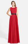 ColsBM Madalyn Red Glamorous Sleeveless Zip up Chiffon Floor Length Ruching Bridesmaid Dresses