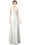ColsBM Alia Cloud White Modest A-line V-neck Sleeveless Zip up Plainness Bridesmaid Dresses