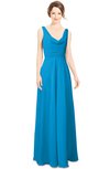 ColsBM Alia Cornflower Blue Modest A-line V-neck Sleeveless Zip up Plainness Bridesmaid Dresses