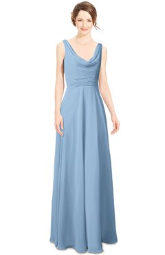 ColsBM Alia Dusty Blue Modest A-line V-neck Sleeveless Zip up Plainness Bridesmaid Dresses