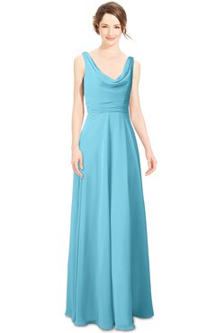ColsBM Alia Light Blue Modest A-line V-neck Sleeveless Zip up Plainness Bridesmaid Dresses