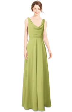 ColsBM Alia Linden Green Modest A-line V-neck Sleeveless Zip up Plainness Bridesmaid Dresses