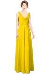 ColsBM Alia Yellow Modest A-line V-neck Sleeveless Zip up Plainness Bridesmaid Dresses