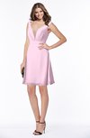 ColsBM Laurel Baby Pink Glamorous Fit-n-Flare V-neck Sleeveless Beaded Bridesmaid Dresses
