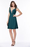 ColsBM Laurel Blue Green Glamorous Fit-n-Flare V-neck Sleeveless Beaded Bridesmaid Dresses