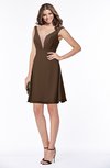 ColsBM Laurel Chocolate Brown Glamorous Fit-n-Flare V-neck Sleeveless Beaded Bridesmaid Dresses