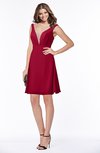 ColsBM Laurel Dark Red Glamorous Fit-n-Flare V-neck Sleeveless Beaded Bridesmaid Dresses