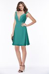 ColsBM Laurel Emerald Green Glamorous Fit-n-Flare V-neck Sleeveless Beaded Bridesmaid Dresses