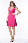 ColsBM Laurel Fandango Pink Glamorous Fit-n-Flare V-neck Sleeveless Beaded Bridesmaid Dresses