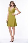 ColsBM Laurel Golden Olive Glamorous Fit-n-Flare V-neck Sleeveless Beaded Bridesmaid Dresses