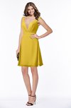 ColsBM Laurel Lemon Curry Glamorous Fit-n-Flare V-neck Sleeveless Beaded Bridesmaid Dresses