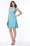 ColsBM Laurel Light Blue Glamorous Fit-n-Flare V-neck Sleeveless Beaded Bridesmaid Dresses