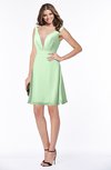 ColsBM Laurel Light Green Glamorous Fit-n-Flare V-neck Sleeveless Beaded Bridesmaid Dresses