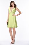 ColsBM Laurel Lime Green Glamorous Fit-n-Flare V-neck Sleeveless Beaded Bridesmaid Dresses