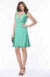 ColsBM Laurel Mint Green Glamorous Fit-n-Flare V-neck Sleeveless Beaded Bridesmaid Dresses