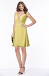 ColsBM Laurel Misted Yellow Glamorous Fit-n-Flare V-neck Sleeveless Beaded Bridesmaid Dresses