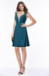 ColsBM Laurel Moroccan Blue Glamorous Fit-n-Flare V-neck Sleeveless Beaded Bridesmaid Dresses