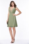 ColsBM Laurel Moss Green Glamorous Fit-n-Flare V-neck Sleeveless Beaded Bridesmaid Dresses