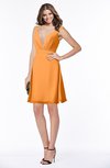 ColsBM Laurel Orange Glamorous Fit-n-Flare V-neck Sleeveless Beaded Bridesmaid Dresses