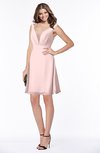 ColsBM Laurel Pastel Pink Glamorous Fit-n-Flare V-neck Sleeveless Beaded Bridesmaid Dresses