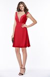 ColsBM Laurel Red Glamorous Fit-n-Flare V-neck Sleeveless Beaded Bridesmaid Dresses