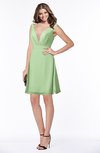 ColsBM Laurel Sage Green Glamorous Fit-n-Flare V-neck Sleeveless Beaded Bridesmaid Dresses