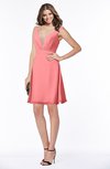 ColsBM Laurel Shell Pink Glamorous Fit-n-Flare V-neck Sleeveless Beaded Bridesmaid Dresses