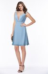 ColsBM Laurel Sky Blue Glamorous Fit-n-Flare V-neck Sleeveless Beaded Bridesmaid Dresses