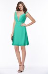 ColsBM Laurel Viridian Green Glamorous Fit-n-Flare V-neck Sleeveless Beaded Bridesmaid Dresses