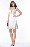 ColsBM Laurel White Glamorous Fit-n-Flare V-neck Sleeveless Beaded Bridesmaid Dresses