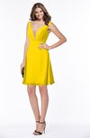 ColsBM Laurel Yellow Glamorous Fit-n-Flare V-neck Sleeveless Beaded Bridesmaid Dresses