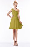 ColsBM Kenia Golden Olive Luxury Fit-n-Flare Sleeveless Zip up Sweep Train Bridesmaid Dresses