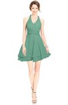 ColsBM Amaris Beryl Green Luxury Fit-n-Flare V-neck Knee Length Ruching Bridesmaid Dresses