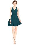 ColsBM Amaris Blue Green Luxury Fit-n-Flare V-neck Knee Length Ruching Bridesmaid Dresses